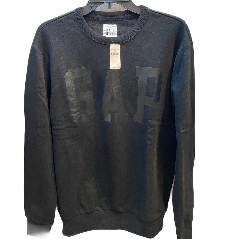 ❤️ GAP MENS LOGO CREWNECK BLACK SWEATSHIRT SIZE SMALL NEW